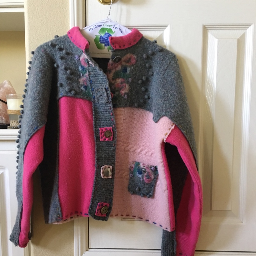 Picasso felted wool sweater size medium